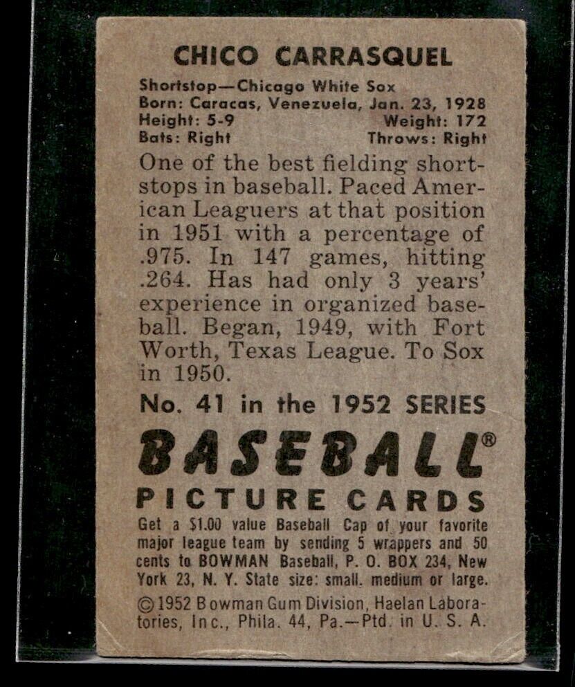 1952 Bowman #41 Chico Carrasquel - VG-EX