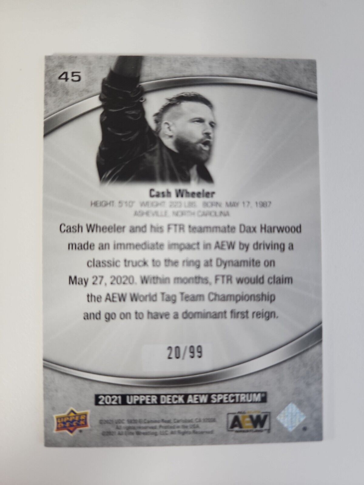 2021 Upper Deck AEW Spectrum Gold Foil Cash Wheeler #45 #'D/99