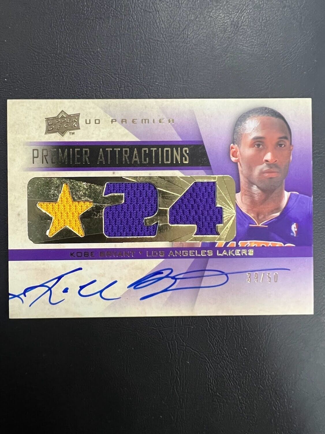 KOBE BRYANT 2008-09 Upper Deck UD Premier Attractions Game Used Jersey /50 J