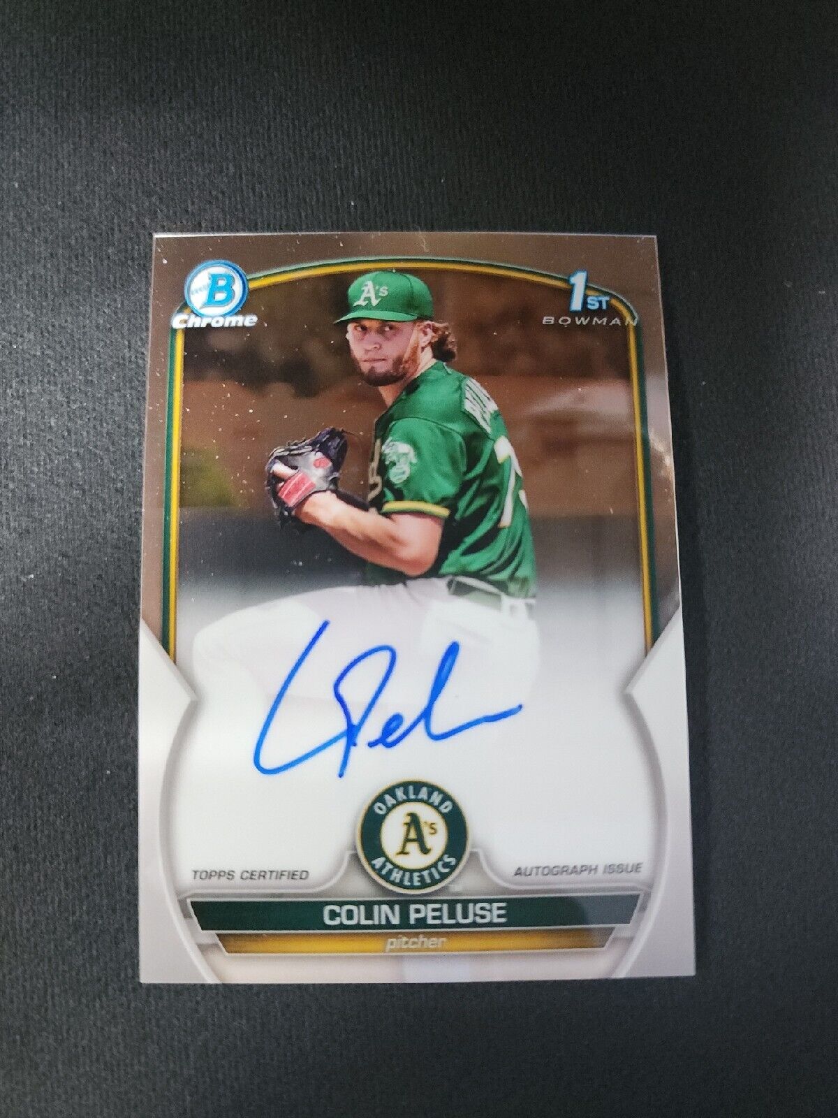 2023 Bowman Chrome Auto #CPA-CPE Colin Peluse Oakland Athletics 1st Bowman
