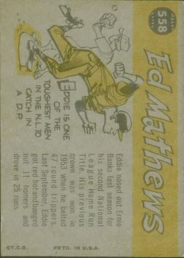 1960 Topps #558 Eddie Mathews AS - Ex+