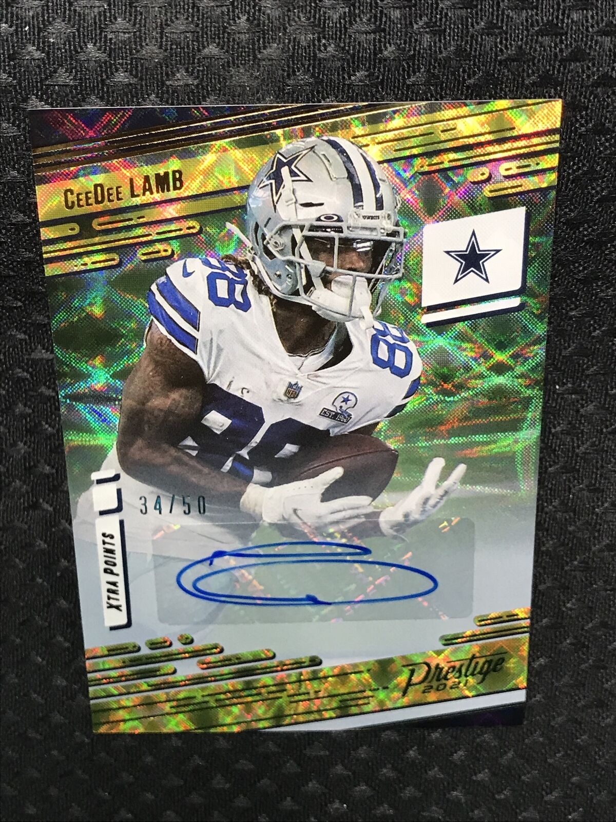 2021 Prestige CeeDee Lamb Xtra Points Signatures GOLD Parallel Auto #/50 **