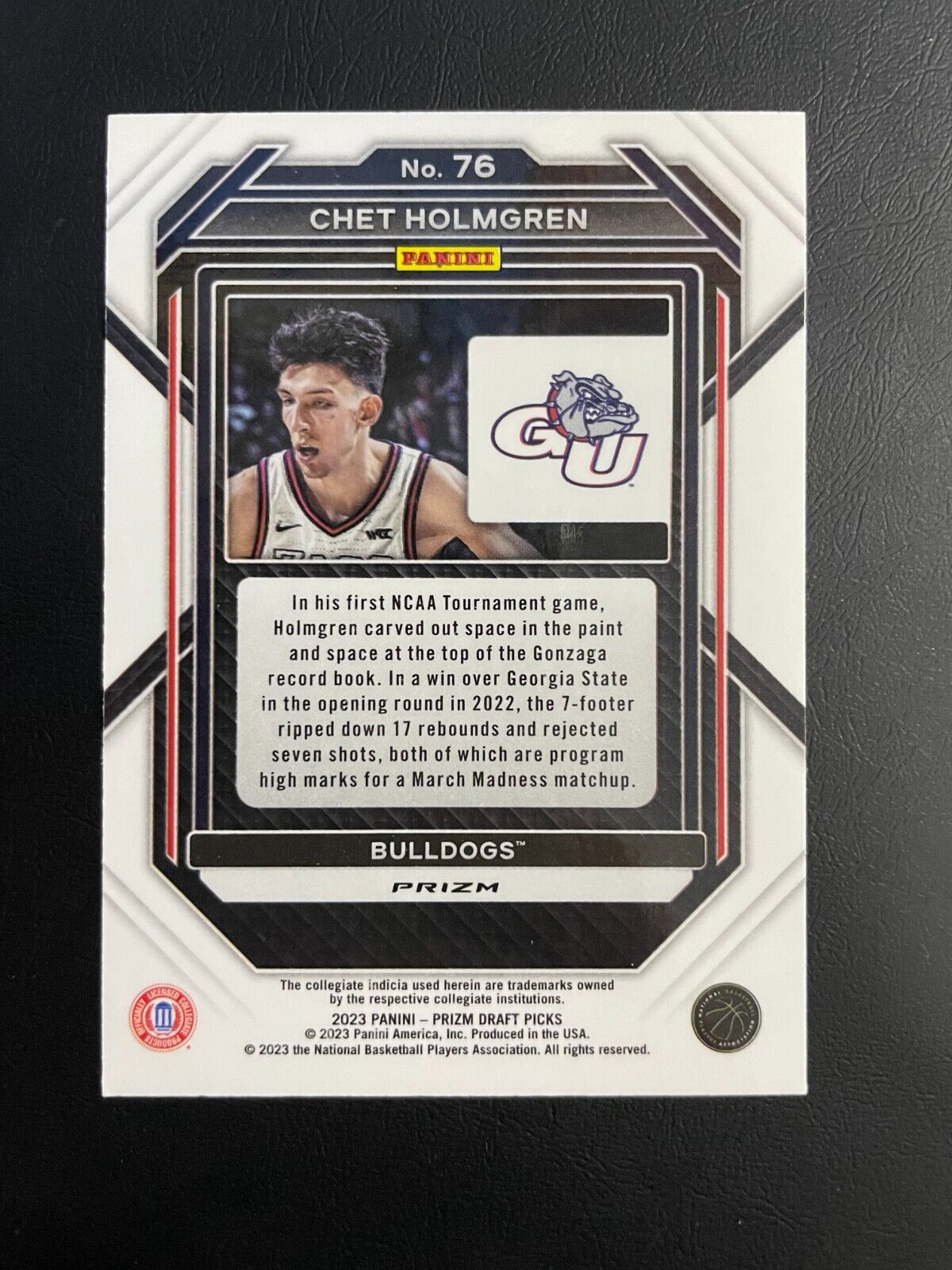 2023-24 Panini Prizm Draft Chet Holmgren Black & Red Snakeskin Prizm #76