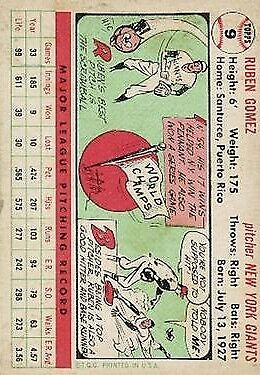 1956 Topps #9 Ruben Gomez DP - NM