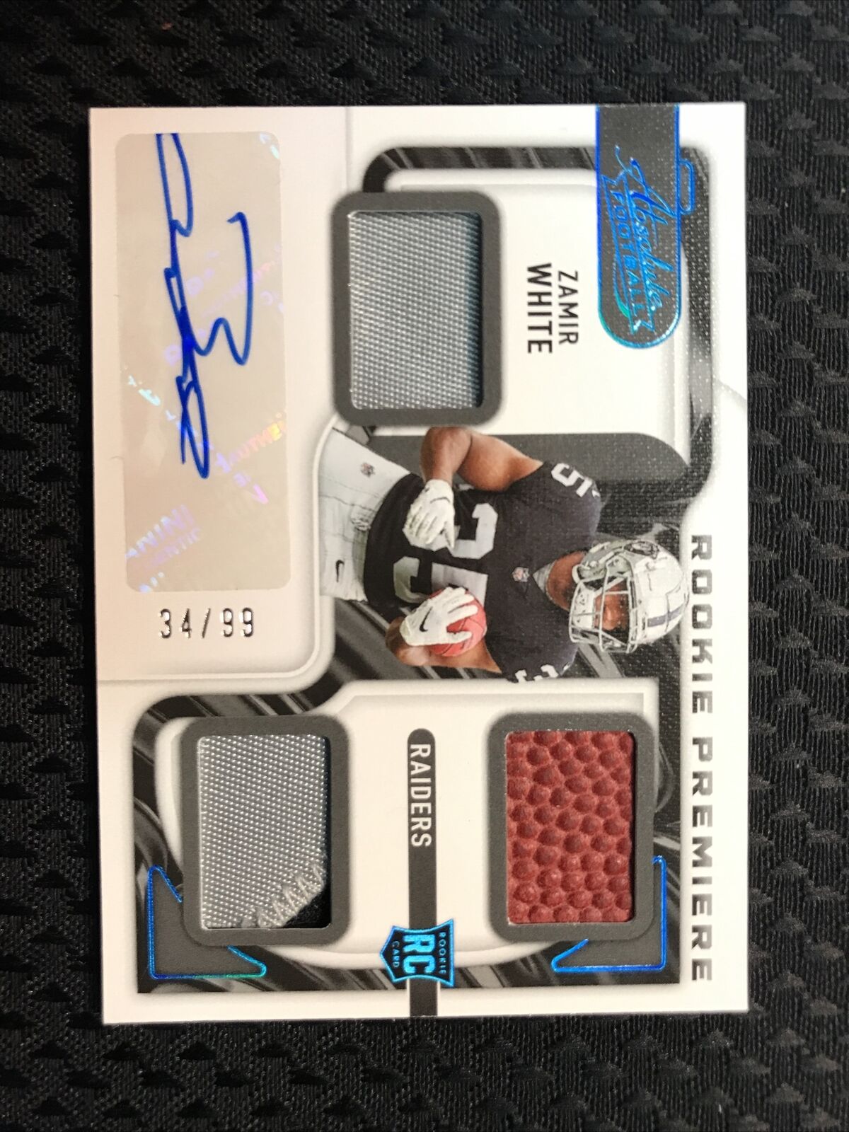 Zamir White 2022 Panini Absolute Rookie Premiere Materials Patch Auto /99