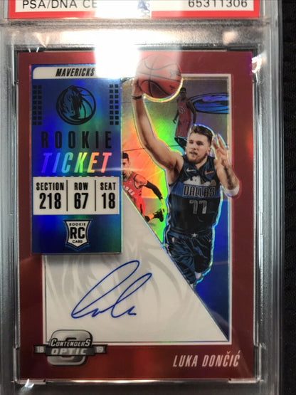 2018-19 Contenders Optic Red LUKA DONCIC Rookie Ticket /149 PSA 9 /10 Auto