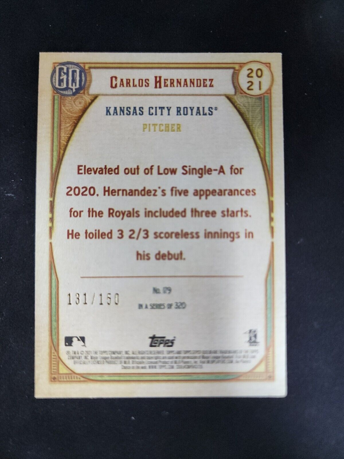 2021 Topps Gypsy Queen Blue /150 Carlos Hernandez Rookie RC #179 Parallel Border