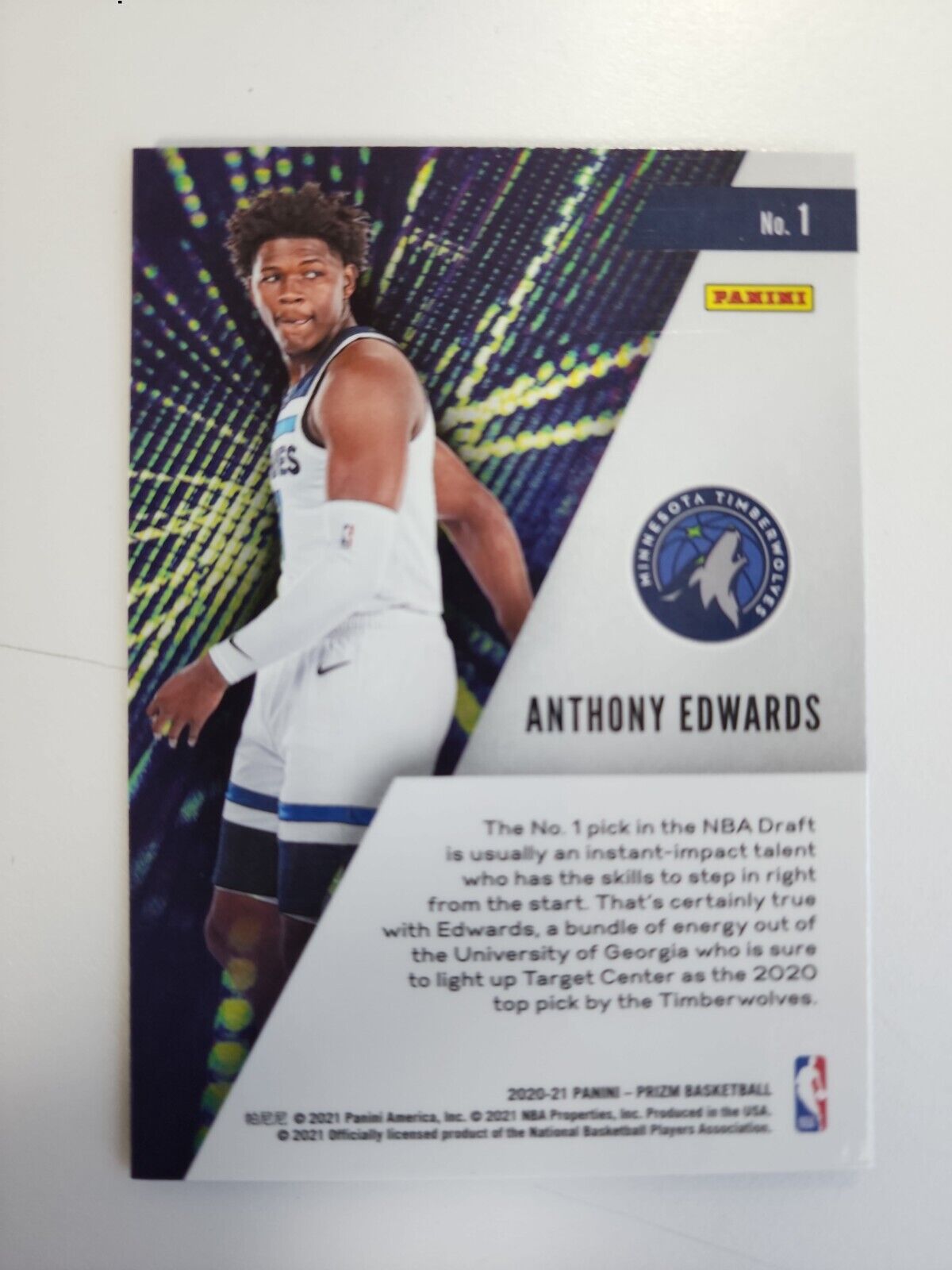 2020-21 Panini Prizm Instant Impact #1 ANTHONY EDWARDS RC Minnesota Timberwolves