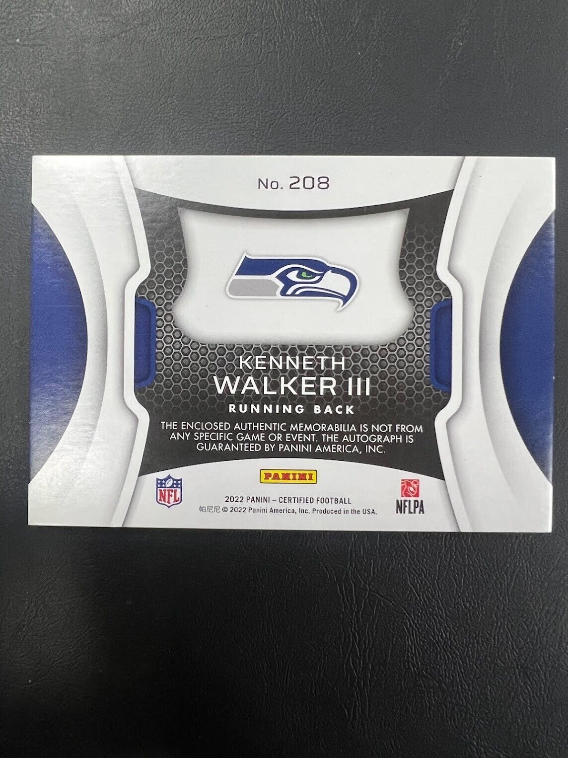 2022 KENNETH WALKER III RPA #'d /99 Red SSP Rookie Patch Auto Certified J