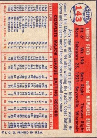 1957 Topps #143 Andy Pafko - NM