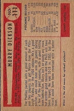 1954 Bowman #111 Murry Dickson - NM