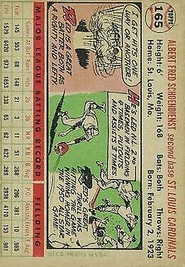 1956 Topps #165 Red Schoendienst - Vg+