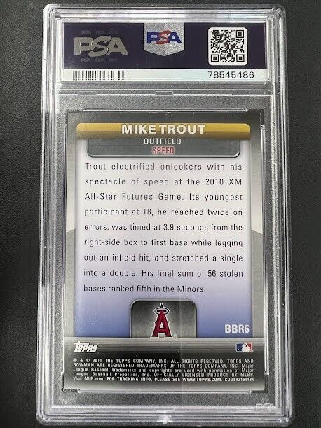 2011 BOWMAN #BBR6 MIKE TROUT BOWMAN'S BRIGHTEST RC PSA 9 MINT ANGELS J