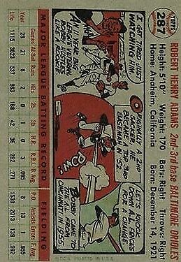 1956 Topps #287 Bobby Adams - NM