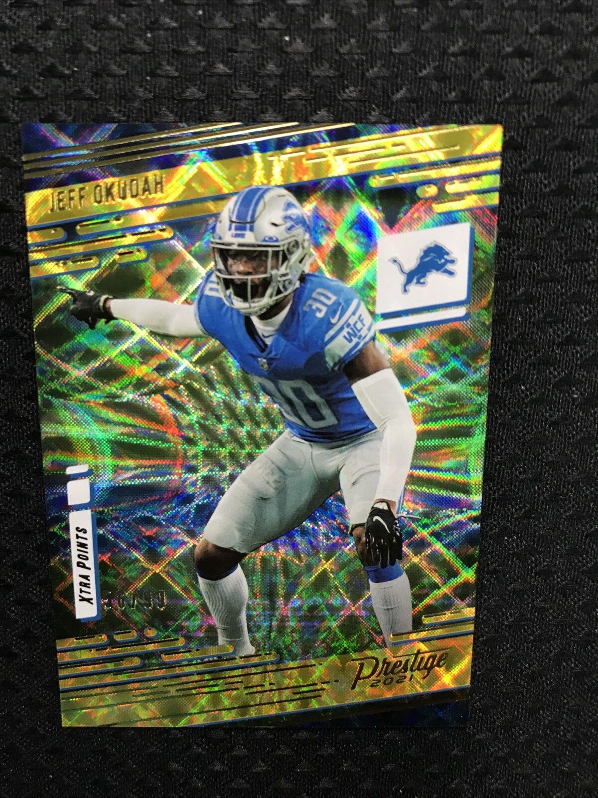 2021 Panini Prestige Xtra Points Premium Gold /99 Jeff Okudah #56