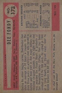 1954 Bowman #173 Dee Fondy - NM