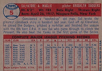 1957 Topps #5 Sal Maglie - NM