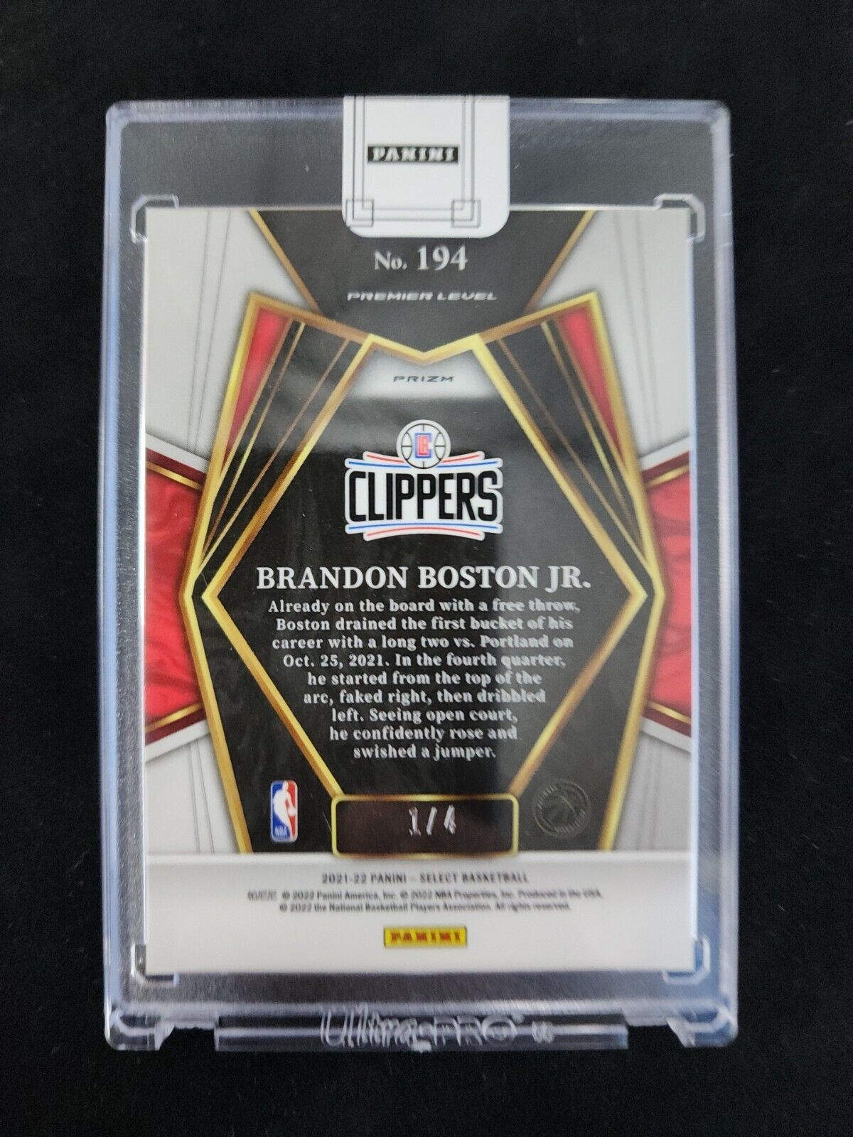 2021-22 Select Brandon Boston Jr Premier Level Pink RC #1/4 !