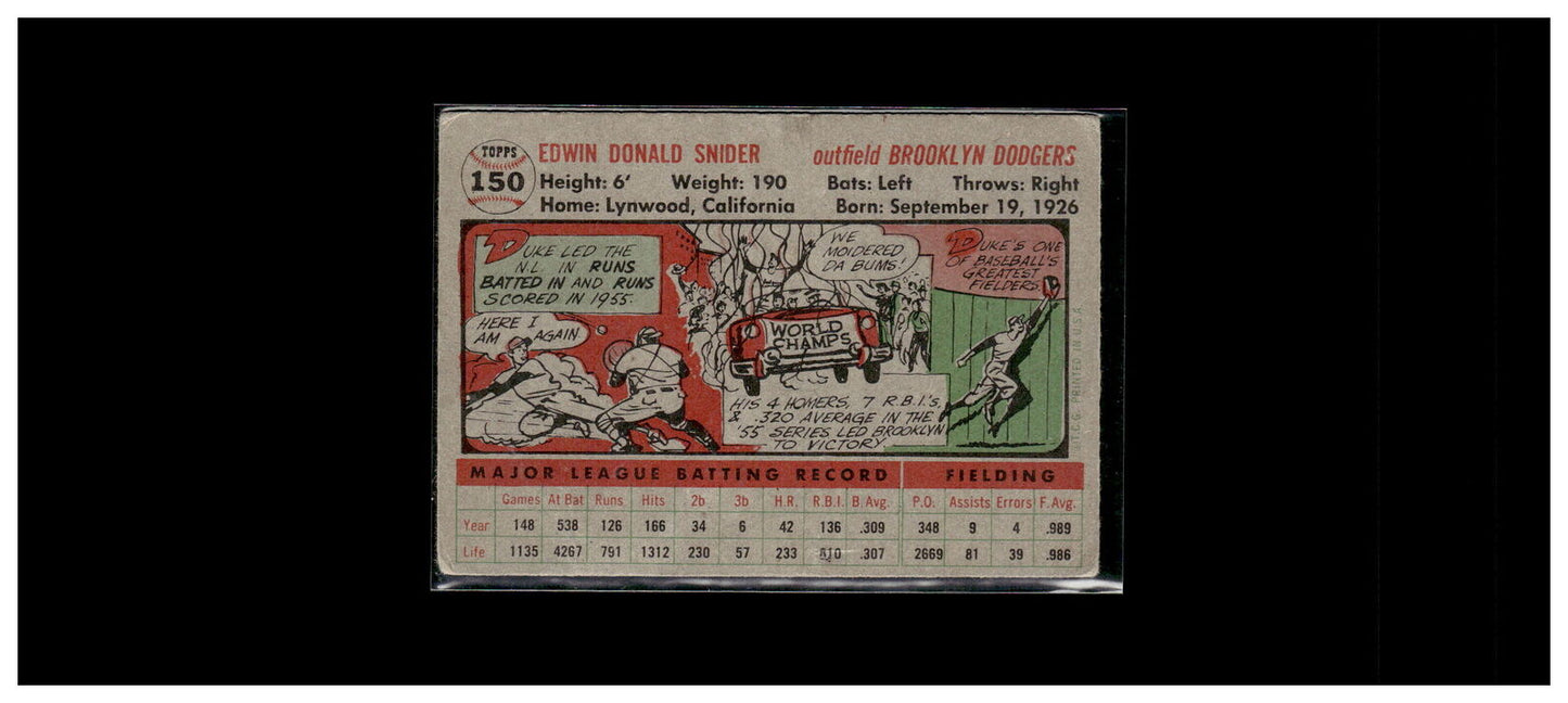 1956 Topps #150b Duke Snider