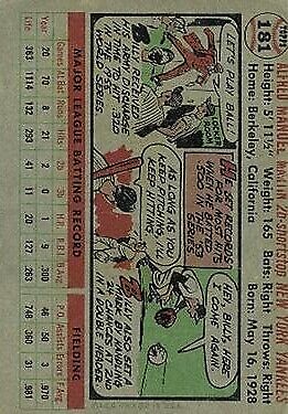 1956 Topps #181 Billy Martin - Vg+