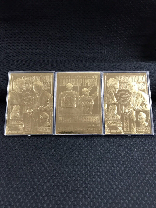 Lot of (3) Scottie Pippen Dennis Rodman 1996 Chicago Champion Gold Cards