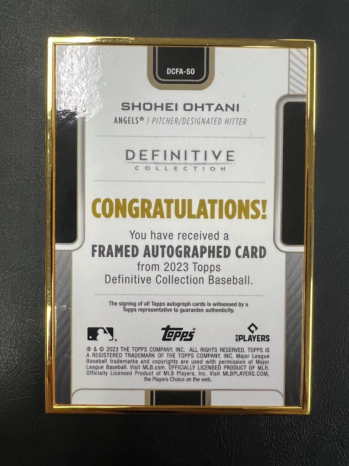2023 Topps Definitive Collection - Shohei Ohtani Auto SSP 02/25 MVP Framed J