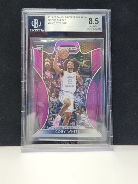 2019-20 Panini Prizm Draft Picks Prizms Pink Pulsar #70 Coby White BGS 8.5 Bulls