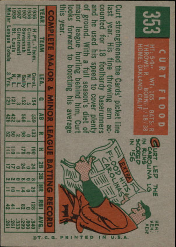 1959 Topps #353 Curt Flood - NM
