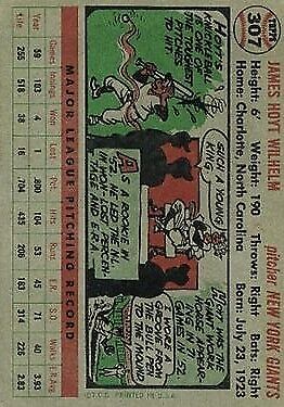 1956 Topps #307 Hoyt Wilhelm - Vg+