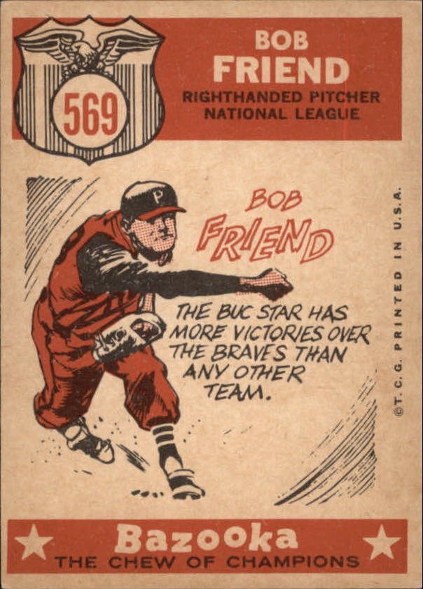 1959 Topps #569 Bob Friend AS - NM