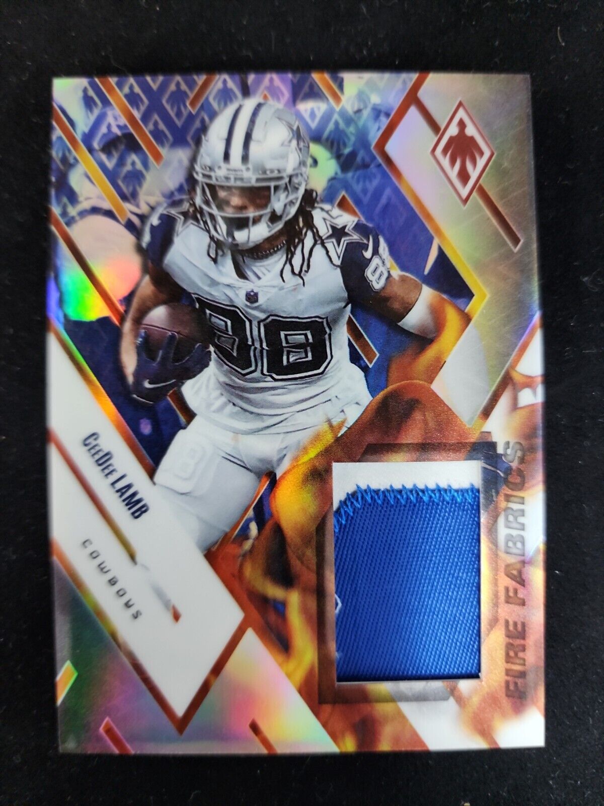 CEEDEE LAMB 2022 Panini Phoenix Hobby Fire Fabrics #'d/99 Cowboys