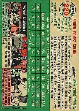 1954 Topps #220 Ruben Gomez RC - NM
