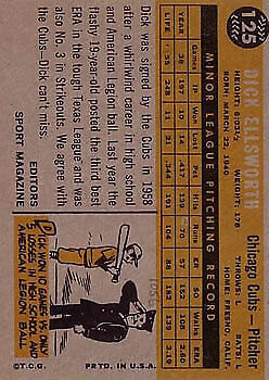 1960 Topps #125 Dick Ellsworth RS RC - Ex+