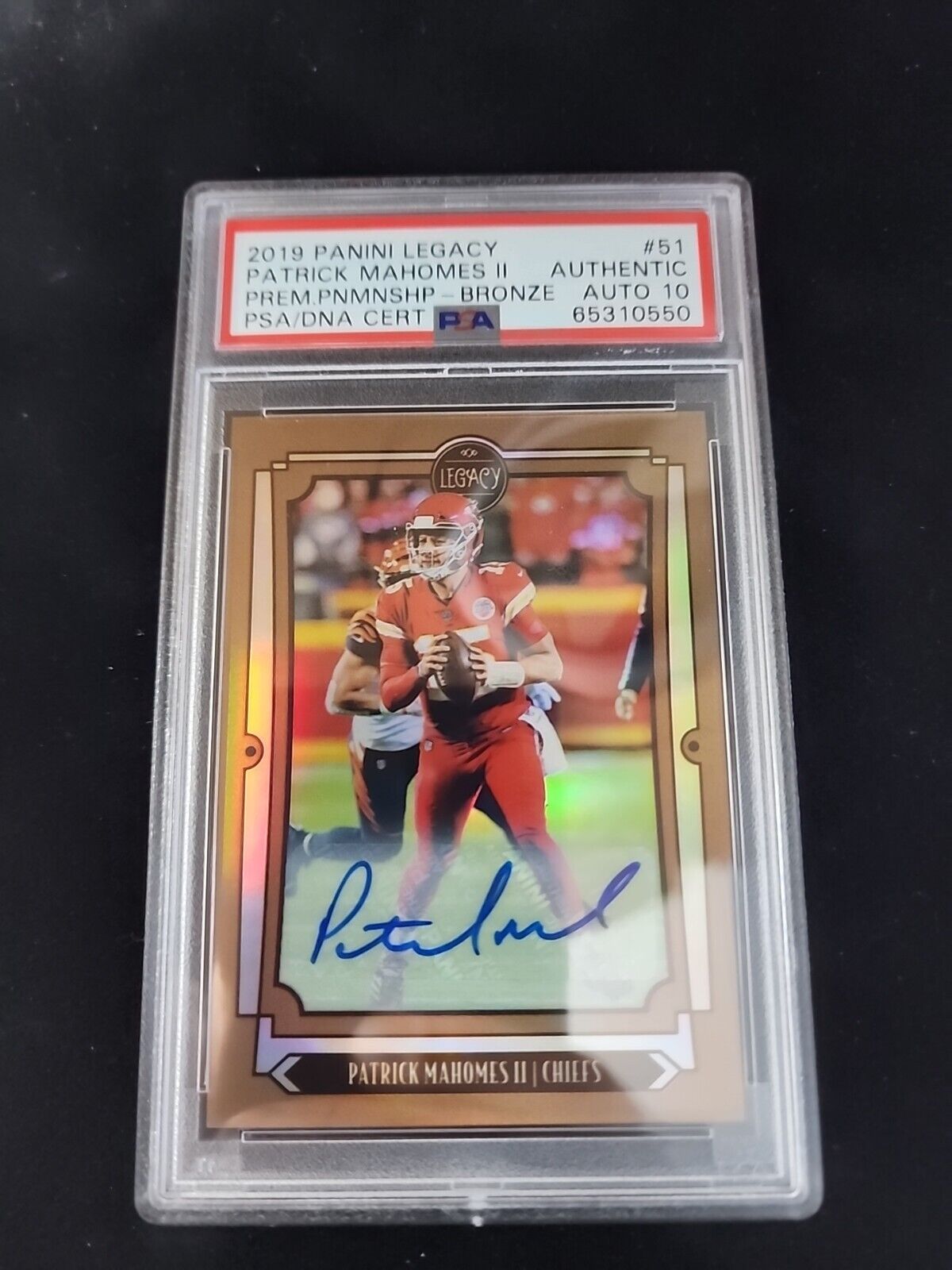 2019 Panini Legacy Premium Penmanship BRONZE #51 Mahomes /5! PSA 1O