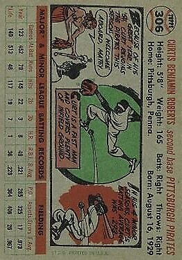 1956 Topps #306 Curt Roberts - NM