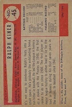 1954 Bowman #45 Ralph Kiner - NM