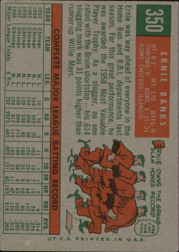 1959 Topps #350 Ernie Banks - NM