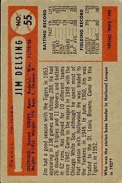 1954 Bowman #55 Jim Delsing - NM