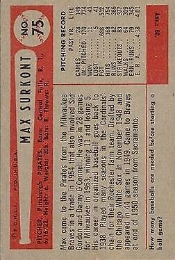 1954 Bowman #75 Max Surkont - NM