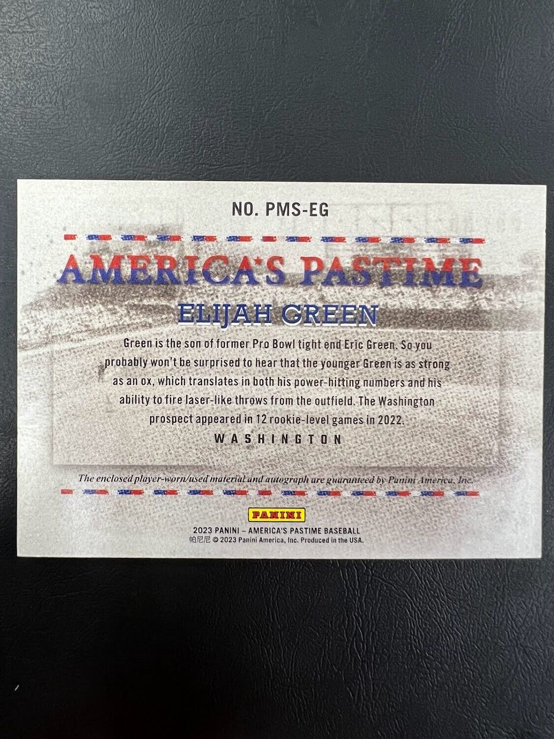 2023 Panini Chronicles America’s Pastime 4 Color Patch Auto Elijah Green #7/10 J