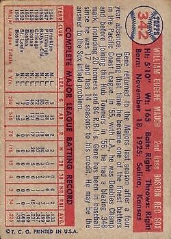 1957 Topps #342 Gene Mauch - Vg+