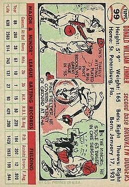 1956 Topps #99 Don Zimmer - Vg+