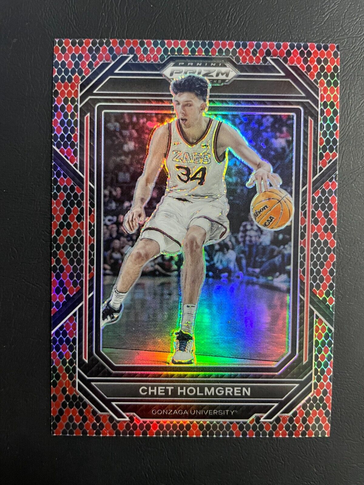 2023-24 Panini Prizm Draft Chet Holmgren Black & Red Snakeskin 