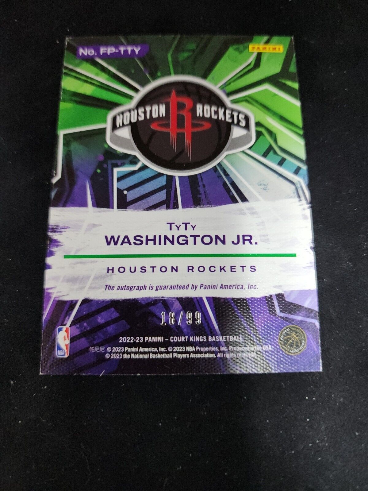 2022-23 Panini Court Kings Fresh Paint TyTy Washington Rookie Auto #D /99 RC