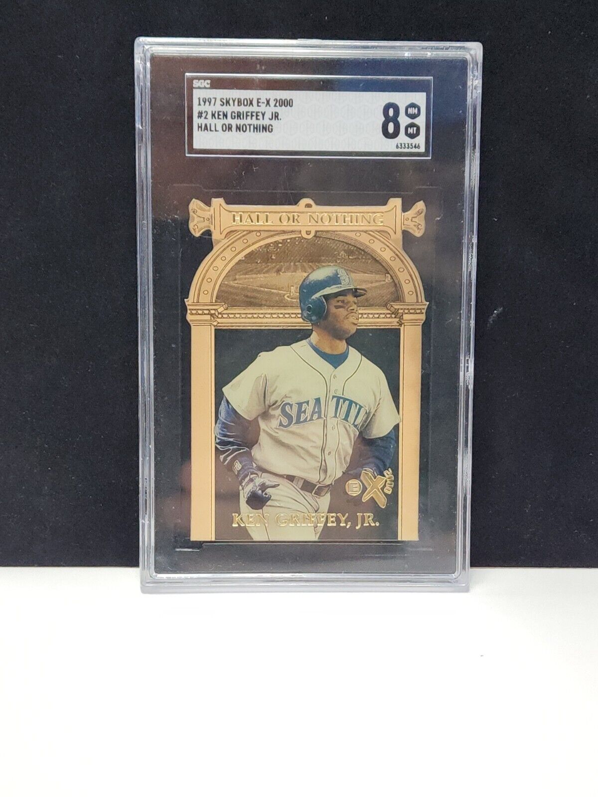 KEN GRIFFEY JR. 1997 SKYBOX E-X2000 HALL OR NOTHING #2 OF 20 SGC 8 NM-MT DIE-CUT