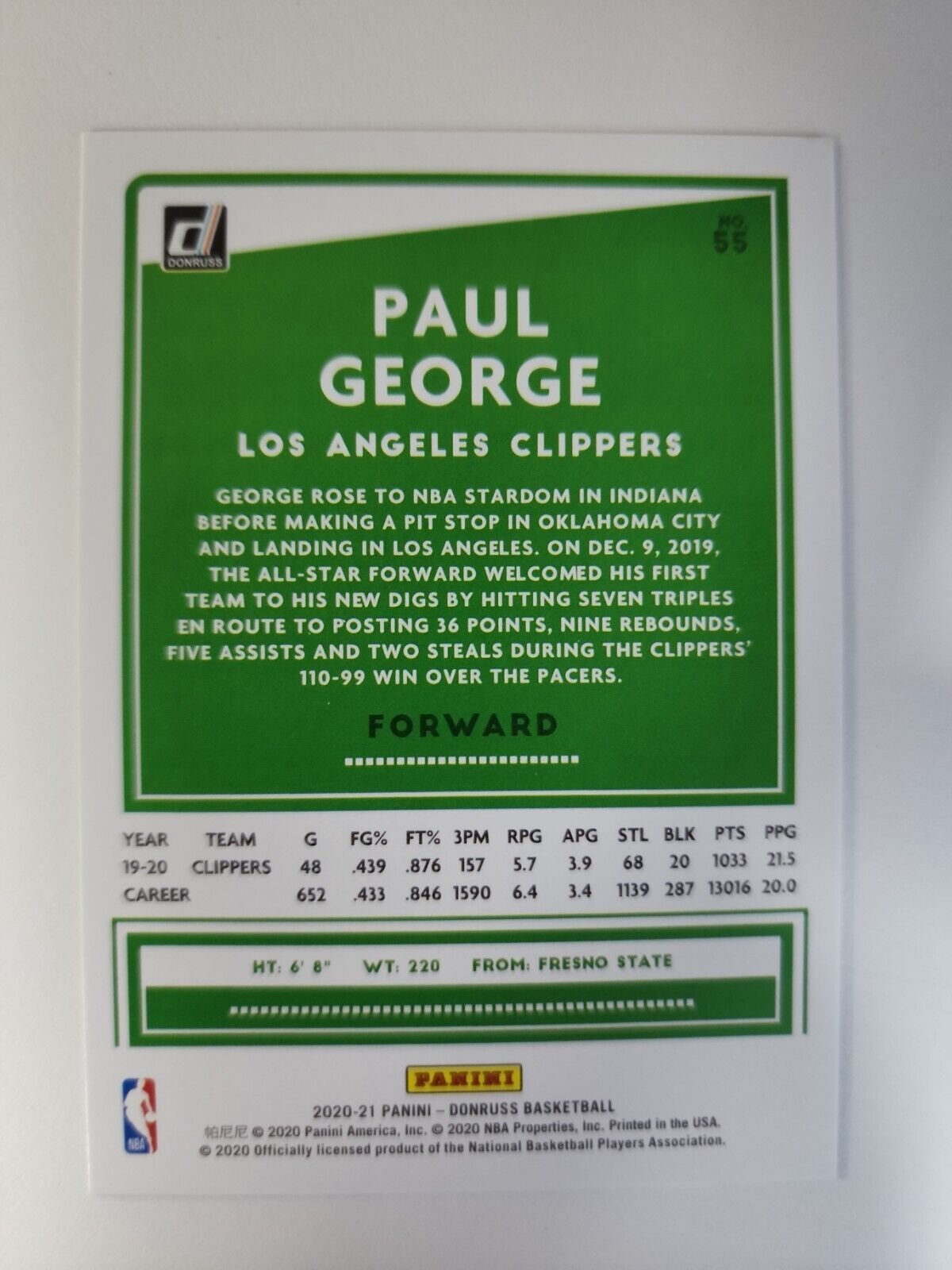 2020-21 Panini Donruss Choice Red Mojo /99 Paul George #55