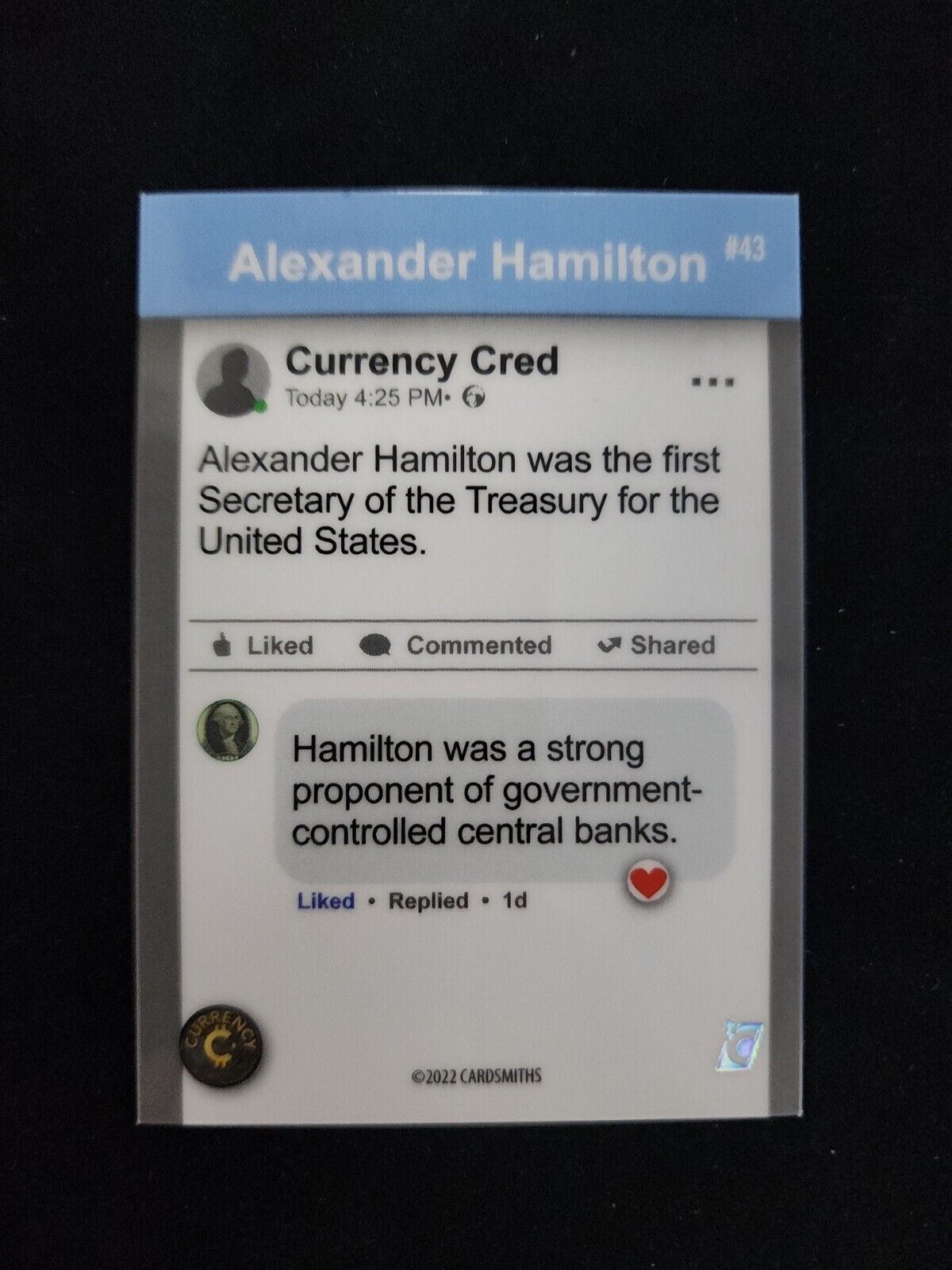 Alexander Hamilton #43 RC holo Cardsmiths Currency 2022 Series One