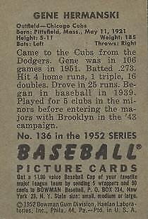 1952 Bowman #136 Gene Hermanski - VG