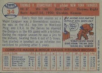 1957 Topps #34 Tom Sturdivant RC - NM