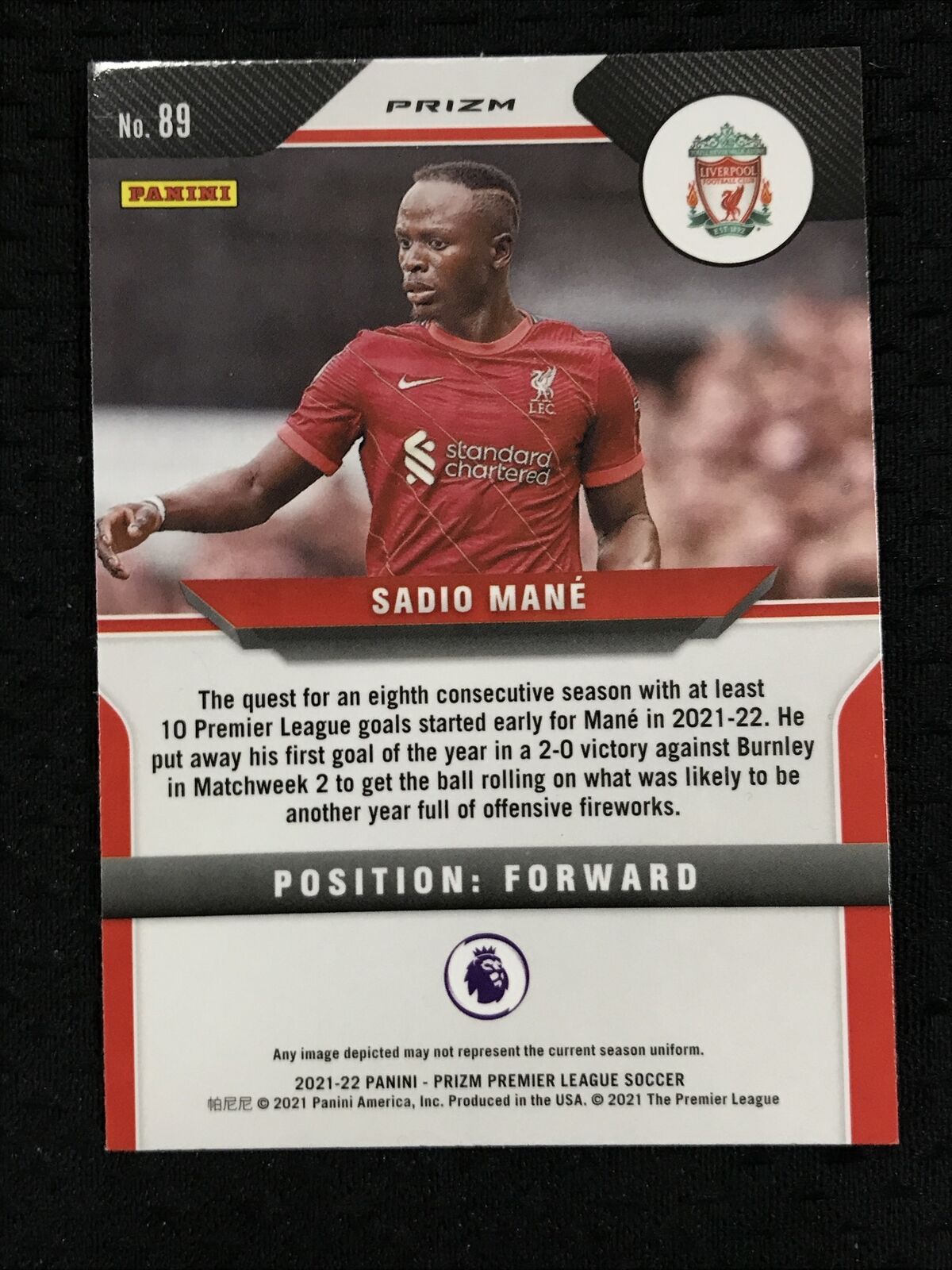 Sadio Mane 2021-22 Panini Prizm Premier League Soccer #89 Pink Ice Prizm **